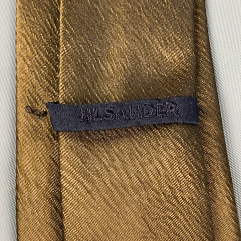 JIL SANDER Brown Textured Silk Viscose Tie