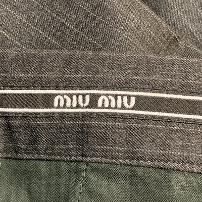 MIU MIU Size 30 Stripe Dark Gray Wool 31 Pleated Dress Pants