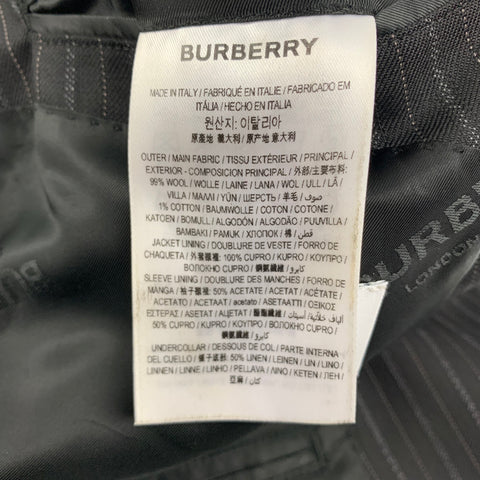 BURBERRY Taille 40 Manteau de sport à revers cranté en laine et coton à rayures noires et grises