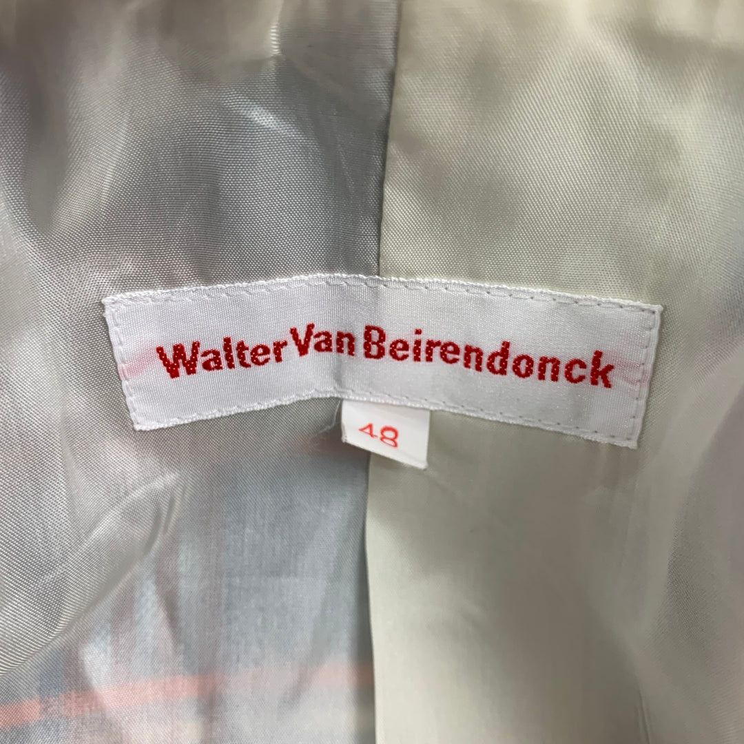 WALTER VAN BEIRENDONCK Spring 2017 Size 38 Blue White & Red Plaid Cotton Sport Coat