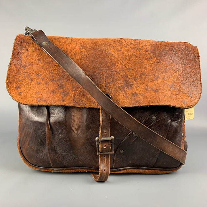 RRL by RALPH LAUREN Limited Edition Brown Distressed Reversed Leather Messenger Bag
