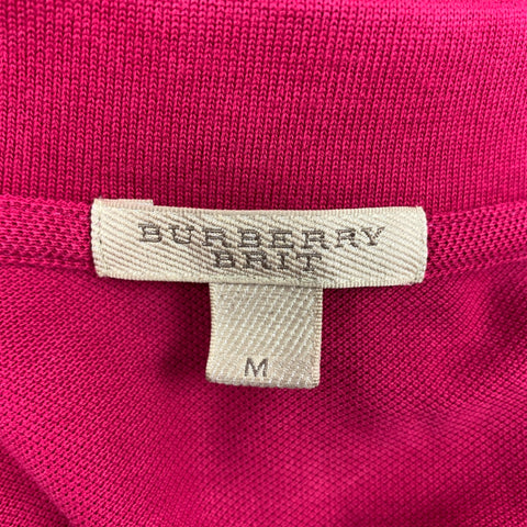 BURBERRY BRIT Size M Raspberry Embroidery Cotton Short Sleeve Polo