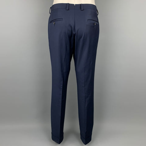 SAMUELSOHN Size 40 Navy Wool Notch Lapel Custom Suit