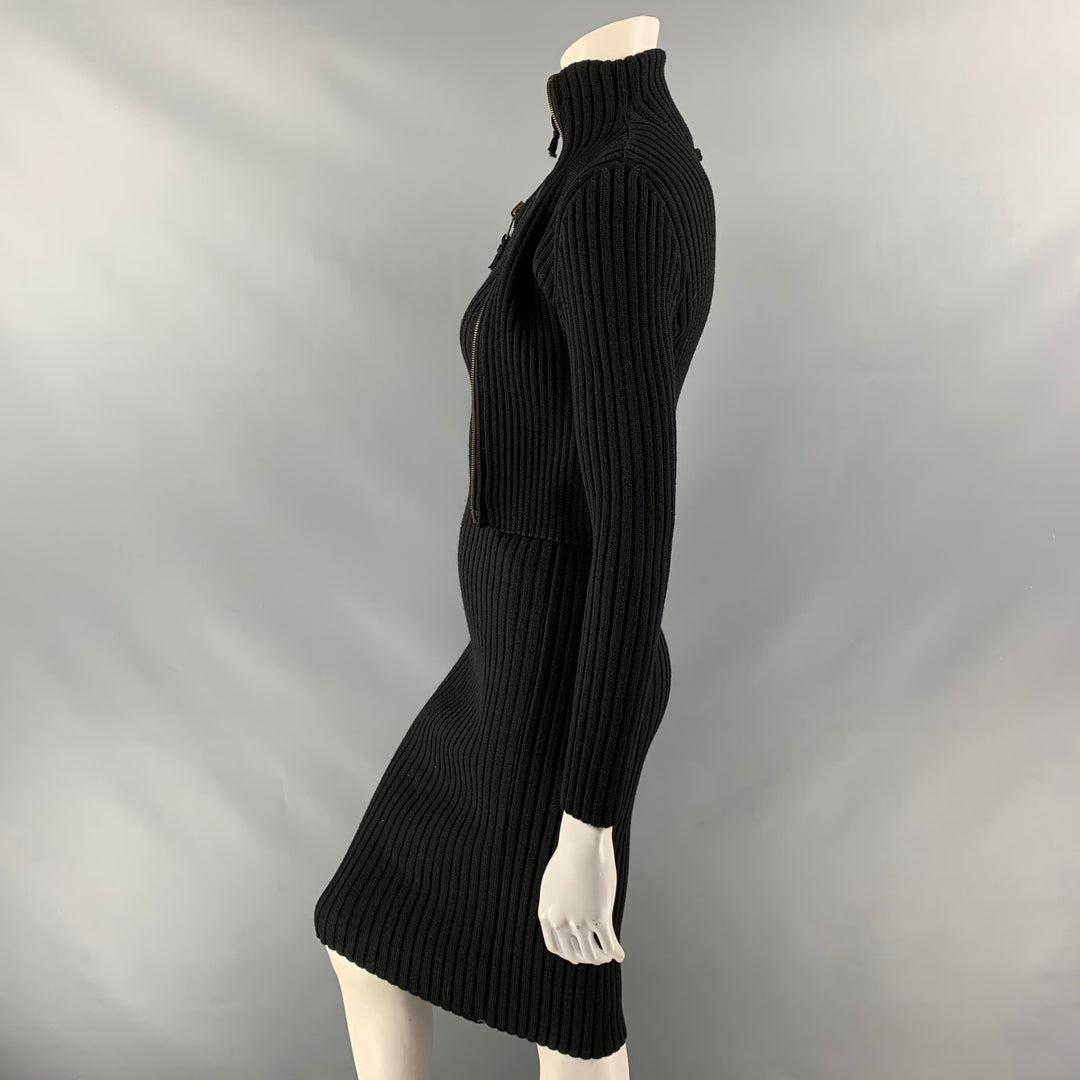 JEAN PAUL GAULTIER Size M Black Ribbed Knit Wool Dress