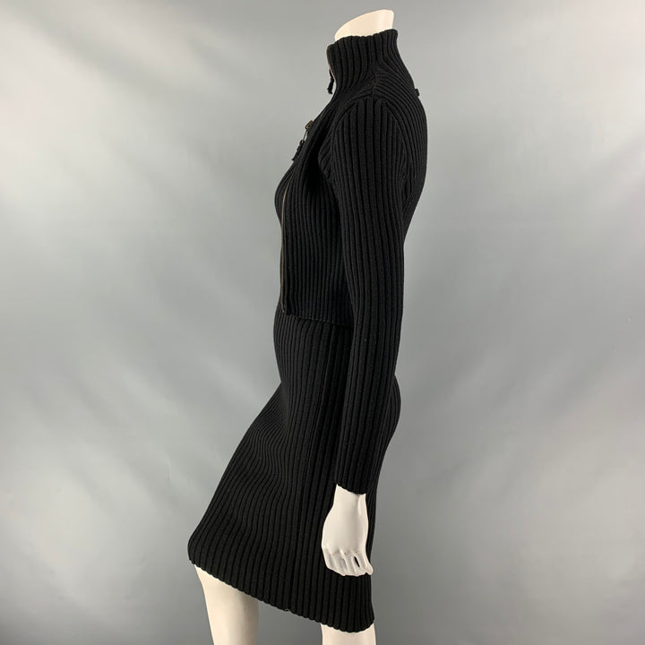 JEAN PAUL GAULTIER Size M Black Ribbed Knit Wool Dress