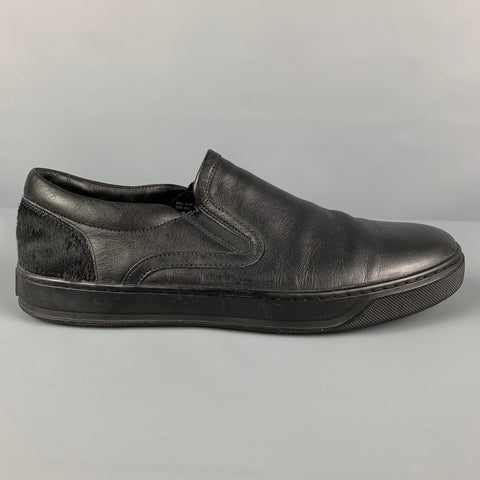 VINCE Talla 10.5 Mocasines sin cordones de cuero de materiales mixtos negros