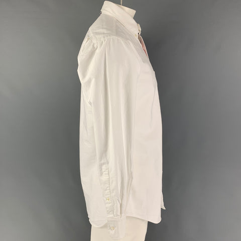 THOM BROWNE Size XL White Cotton Button Down Long Sleeve Shirt
