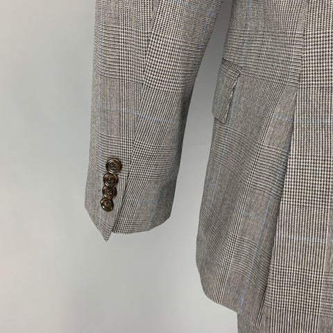 J. CREW Size 38 Regular Dark Gray Glenplaid Wool Notch Lapel Suit
