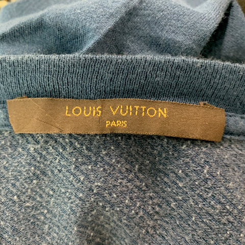 LOUIS VUITTON Size S Blue Grey Cotton Silk Crew-Neck T-shirt