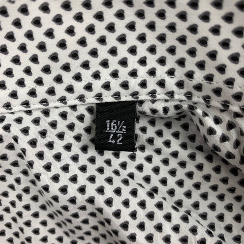PAUL SMITH Size L White Black Hearts Cotton Long Sleeve Shirt
