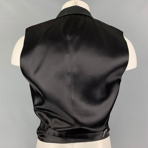 CASPAR SALDANHA Size M Charcoal Black Metallic Cotton Blend Vest