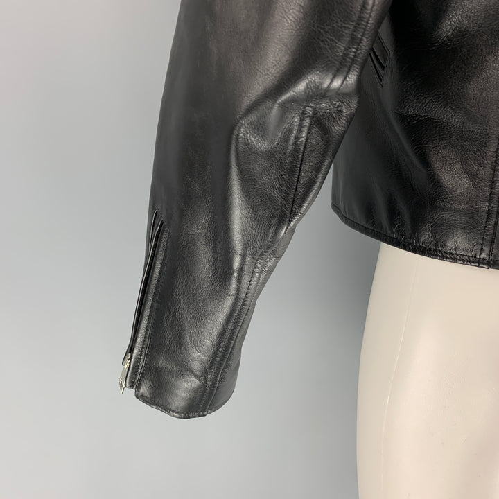 BOTTEGA VENETA by DANIEL LEE Pre-Fall 2019 Size 40 Black Calf Leather Biker Jacket