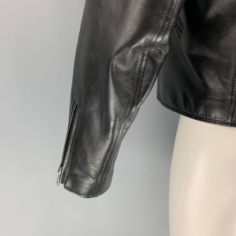 BOTTEGA VENETA by DANIEL LEE Pre-Fall 2019 Size 40 Black Calf Leather Biker Jacket
