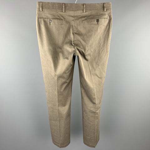 JOHN VARVATOS Size 30 Taupe Pinstripe Cotton Blend Zip Fly Casual Pants