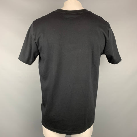 HUGO BOSS Size XL Black & Silver Graphic Cotton Crew-Neck T-shirt
