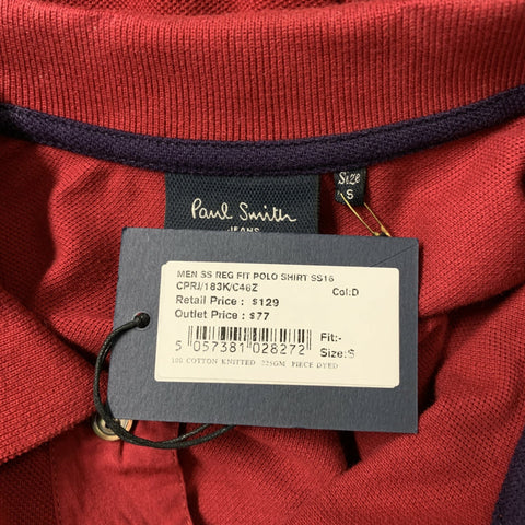 PAUL SMITH JEANS Polo con botones de piqué liso color burdeos Talla S
