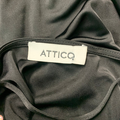 ATTICO Size 4 Black Viscose Beaded Deep Neck Dress