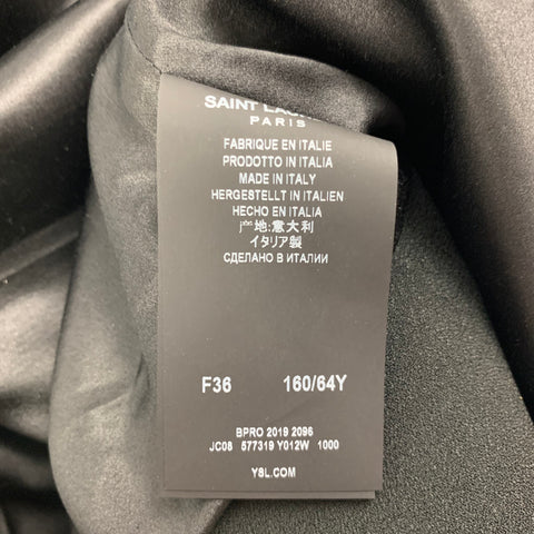 SAINT LAURENT Taille 2 Mini-jupe à paillettes en acétate de viscose à rayures et imprimé zèbre crème noire