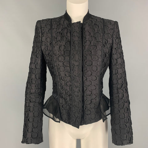 GIORGIO ARMANI Talla 8 Chaqueta texturizada de seda negra