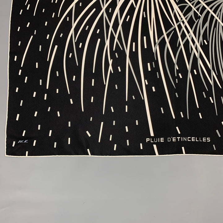 HERMES Pluie D'Etincelles by Wlodzimierz Kaminski Black & White Silk Scarf