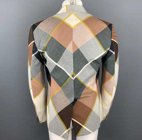 VIVIENNE WESTWOOD Size 40 Multi-Color Plaid Wool Peak Lapel Sport Coat