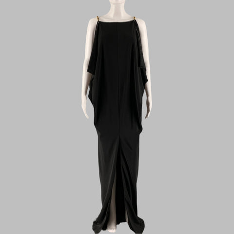 BURBERRY Taille 4 Robe à chaîne perlée en viscose élasthanne noire