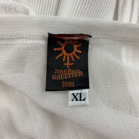 JEAN PAUL GAULTIER SOLEIL Size M White Mesh Polyamide Double Layer Tank Top