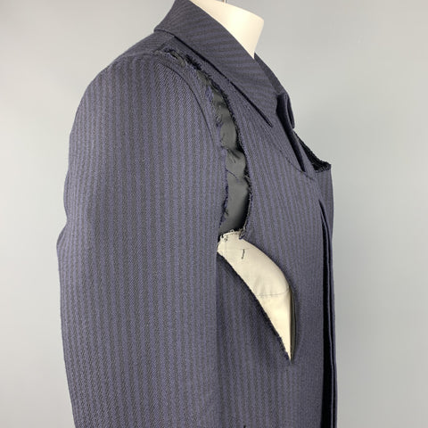 COMME des GARCONS Size L Navy & Black Wool Coat