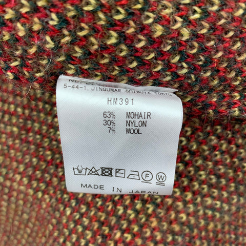 NEEDLES Size XL Multi-Color Knitted Mohair Blend Buttoned Cardigan