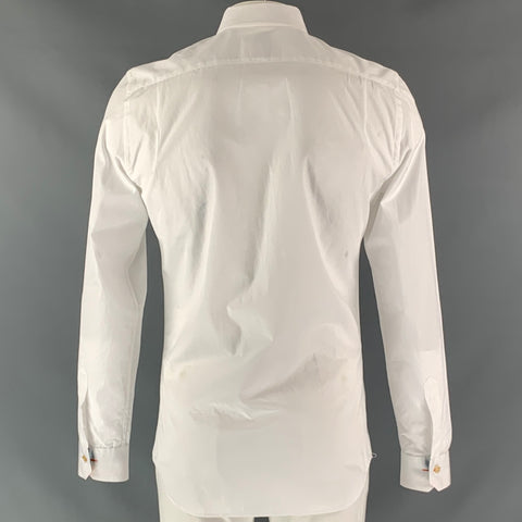 PAUL SMITH Size L Solid Cotton Button Up White Long Sleeve Shirt