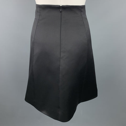 RALPH LAUREN Size 4 Black Silk Wool A-Line Skirt