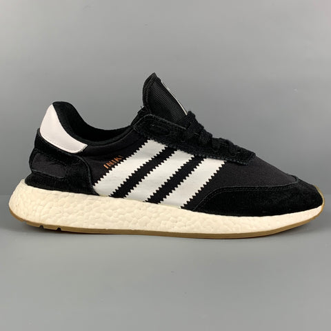 ADIDAS Size 9.5 Black White Suede Sneakers