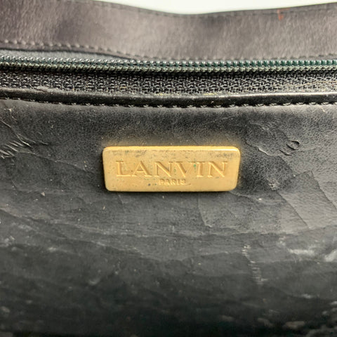 Vintage LANVIN Black Leather Top Handles Handbag