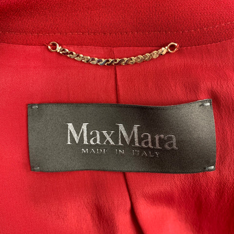 MAX MARA Size 12 Red Triacetate Blend Two Tone Double Breasted Jacket
