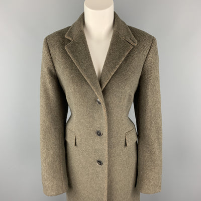LUCIANO BARBERA Size 12 Muted Olive Wool Blend Coat