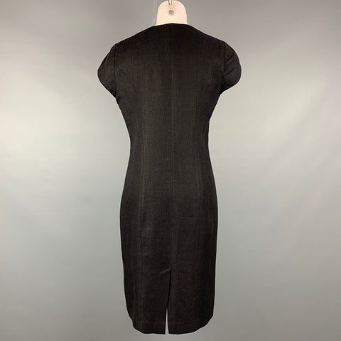 RALPH LAUREN Collection Size 10 Black Woven Linen / Cotton Dress