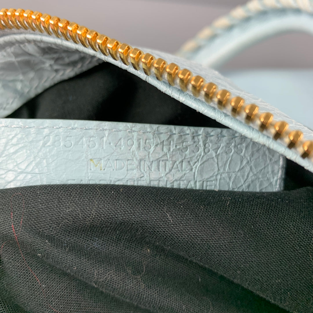 BALENCIAGA Light Blue Gold Tone Hardware Leather Bag