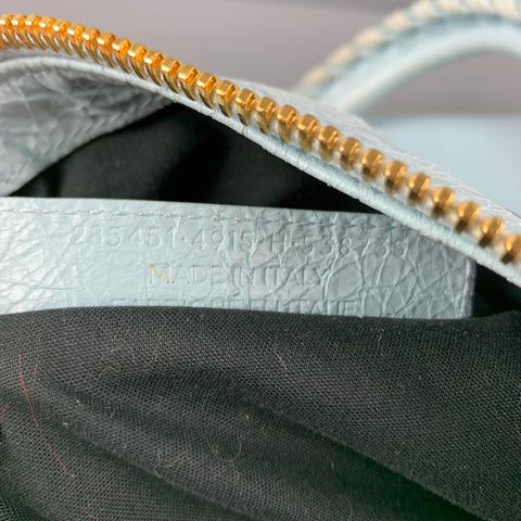 BALENCIAGA Light Blue Gold Tone Hardware Leather Bag