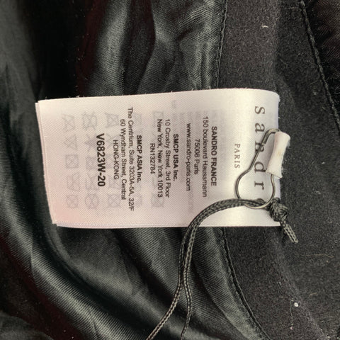 SANDRO Size S Black & White Patch Wool Blend Zip Up Jacket