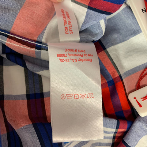 LACOSTE Size M Red White & Blue Plaid Cotton Long Sleeve Shirt