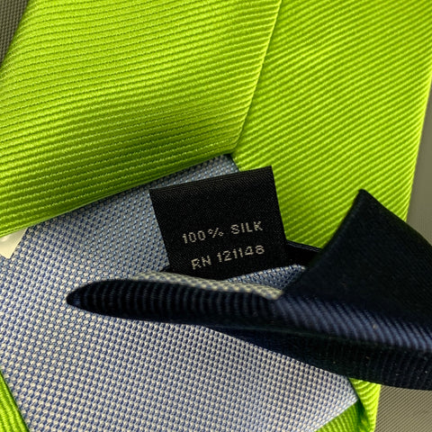 TOMMY HILFIGER Lime Green & Navy Color Block Silk Tie