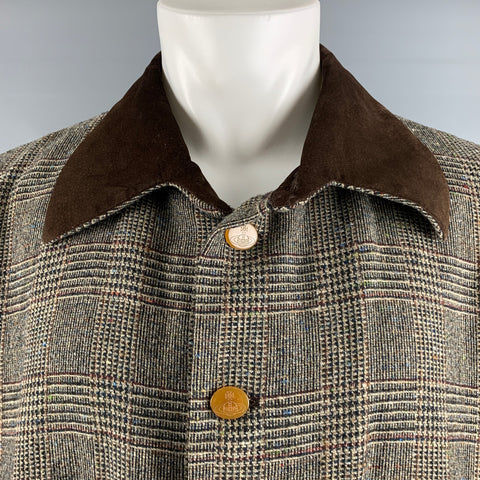 VIVIENNE WESTWOOD MAN Size 40 Brown Black Plaid Lambswool Coat