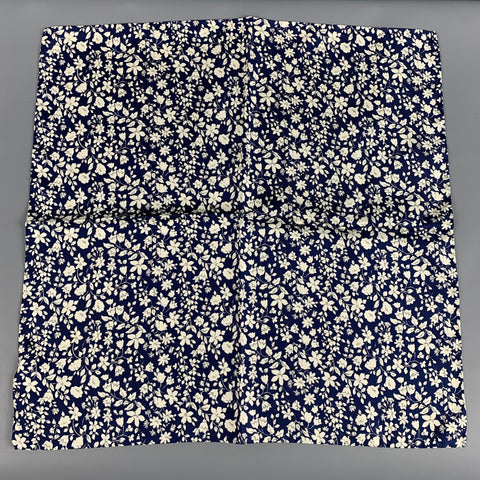 PAUL SMITH Navy White Floral Silk Twill Pocket Square