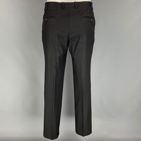 LANVIN Taille 42 Costume à revers cranté en laine noire à simple boutonnage