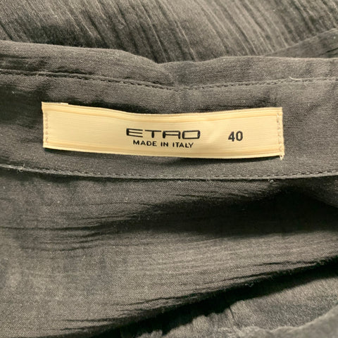 ETRO Taille S Chemise boutonnée en soie et coton noir
