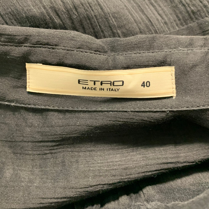 ETRO Camisa con botones transparentes de seda y algodón negro talla S