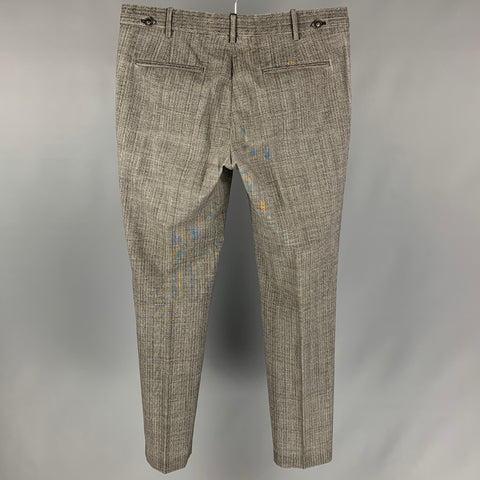 VIKTOR & ROLF Size 36 Grey & Black Plaid Wool Flat Front Dress Pants