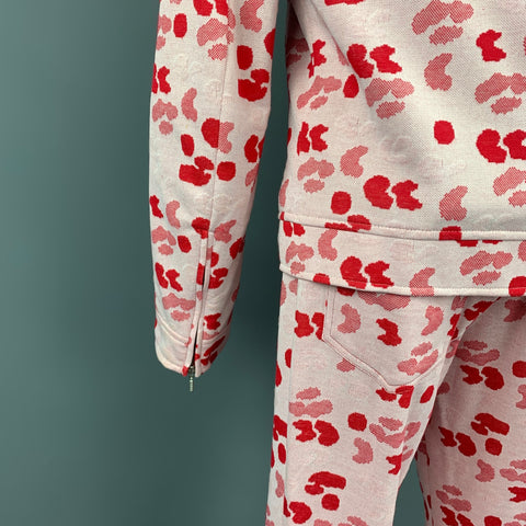Vintage VERSUS by GIANNI VERSACE Size 38 Pink & Red Print Cotton Zip Up Suit Set