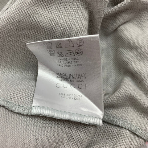 GUCCI Size M Light Grey Textured Cotton Button Down Short Sleeve Shirt