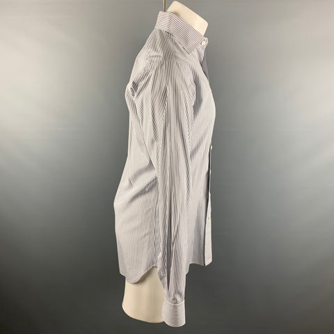 HAMILTON Size M Grey White Stripe Long Sleeve Shirt
